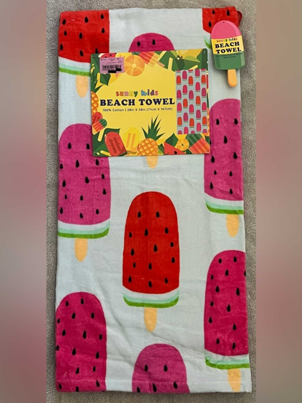 Sunny Kids Watermelon Popsicle Beach Towel